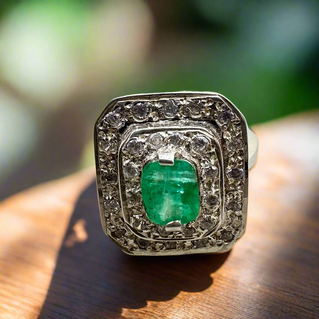 Emerald Ring Silver sterling Handmade Panjshir