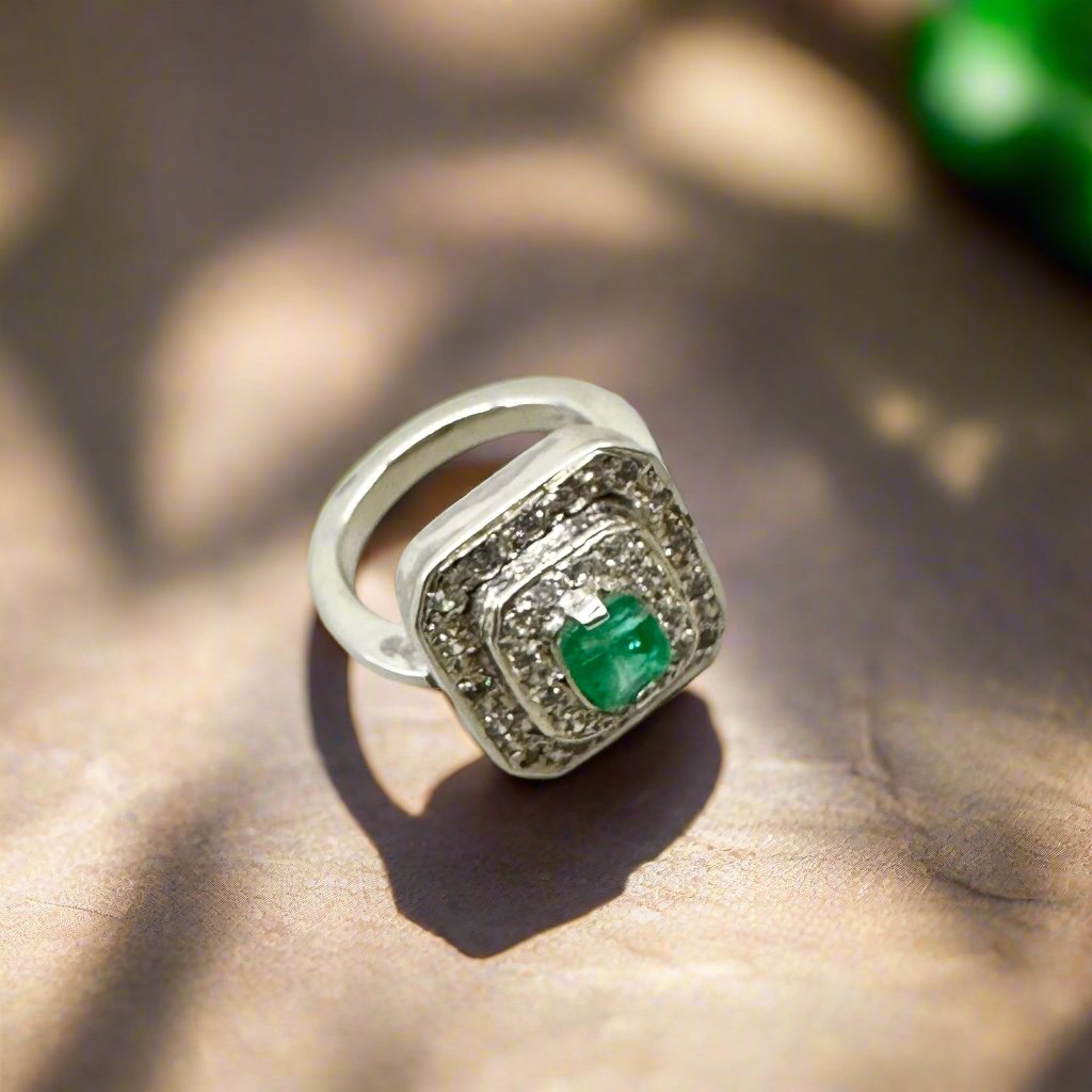 Emerald Ring Silver sterling Handmade Panjshir