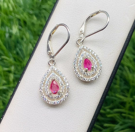 Beautiful faceted ruby earrings