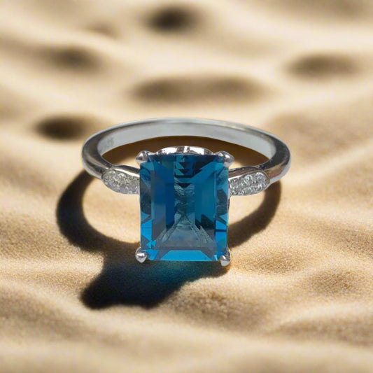 Unique Design London Blue Topaz Ladies Ring