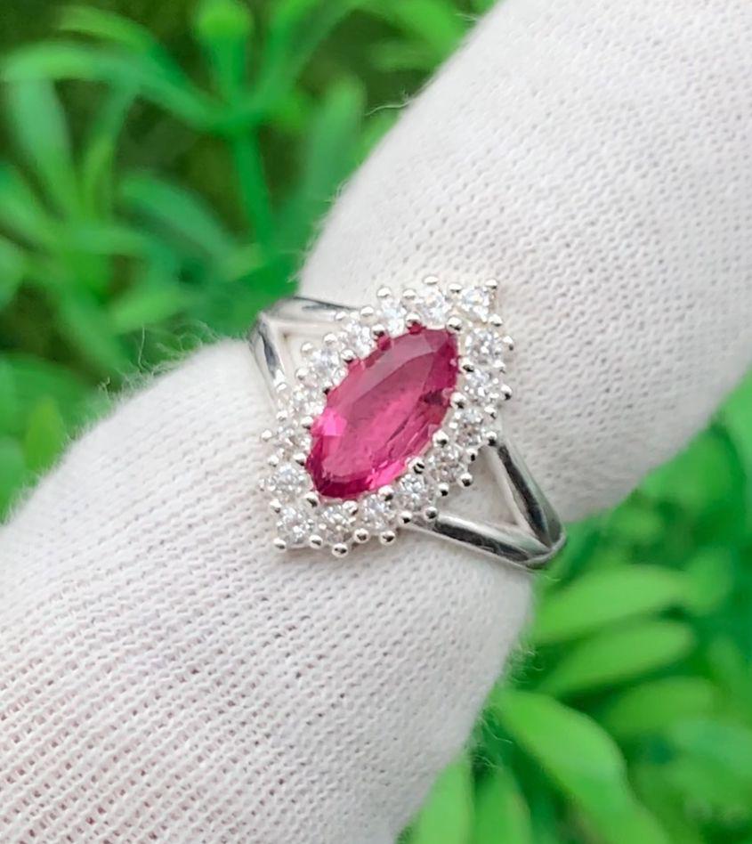 Ruby light Tourmaline silver Ring 925 1-carat