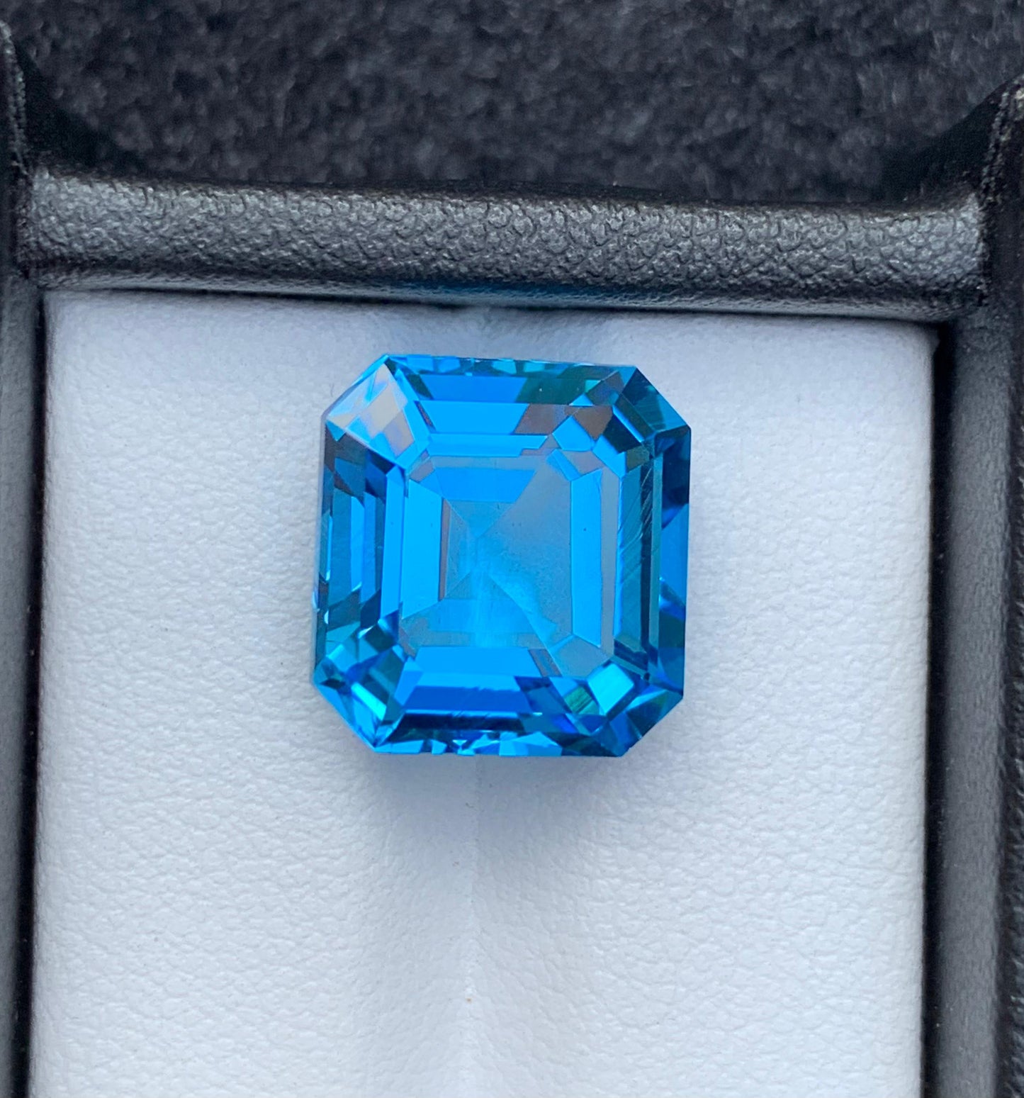 Stunning faceted natural electric Swiss blue topaz available for sale