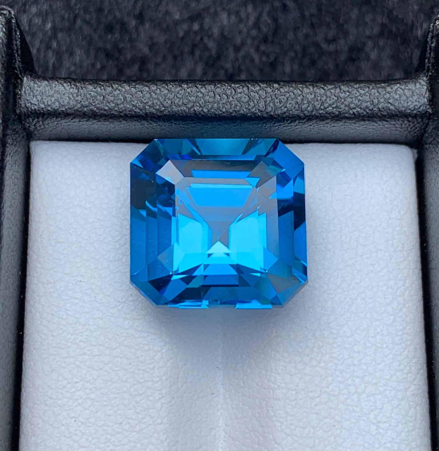 Stunning faceted natural electric Swiss blue topaz available for sale