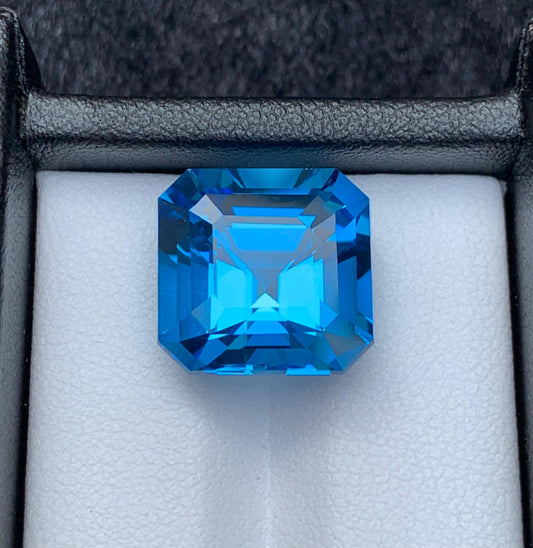 Stunning faceted natural electric Swiss blue topaz available for sale